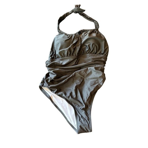 Cupshe Other - NWT Cupshe‎ Black Ruched Front Halter Swimsuit Padded Cups Size XL